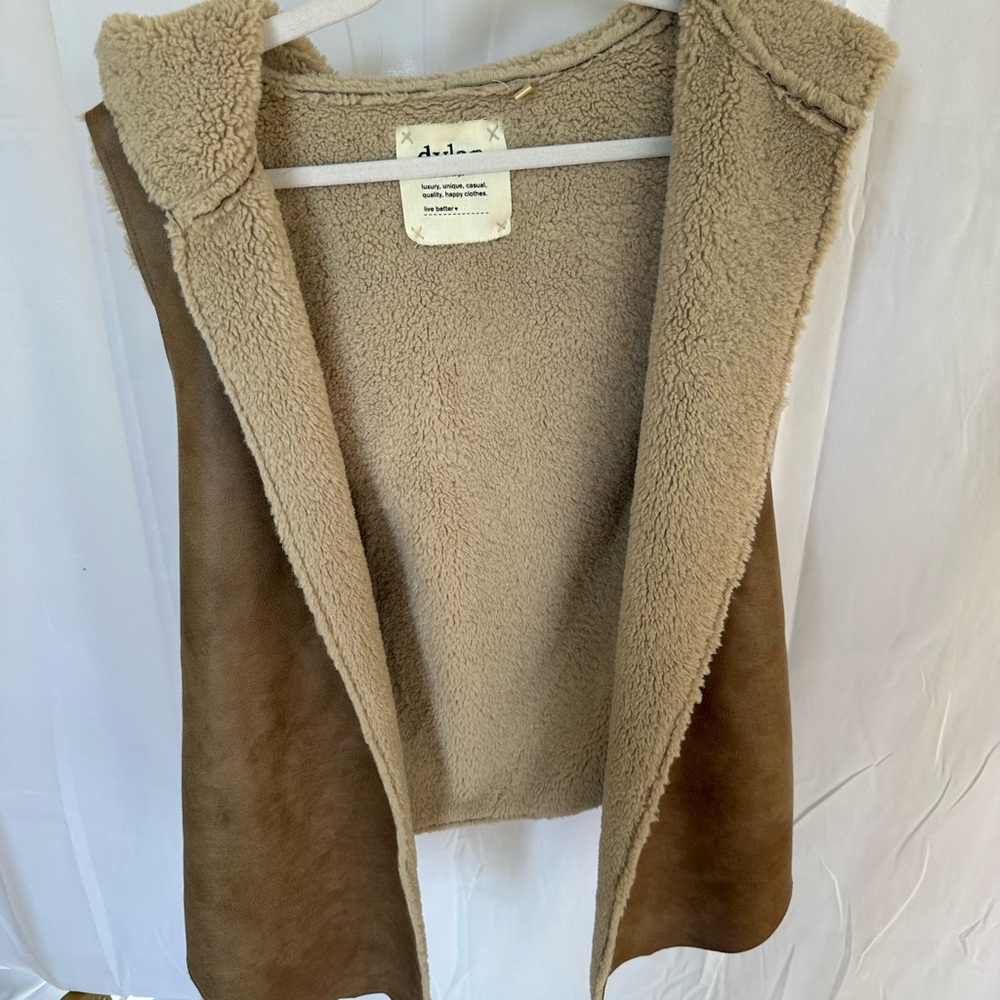 Dylan Tan and Cream Shearling Vest